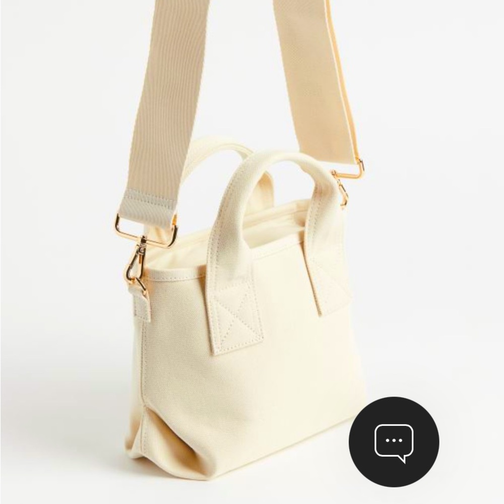 H&M White Canvas Mini Tote